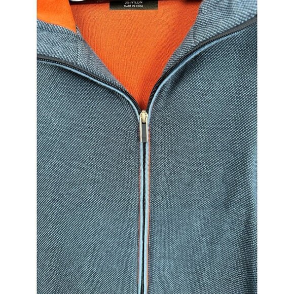 Jos A Banks, tailored fit blue zip up jacket, orange inside, size XL - Picture 4 of 7